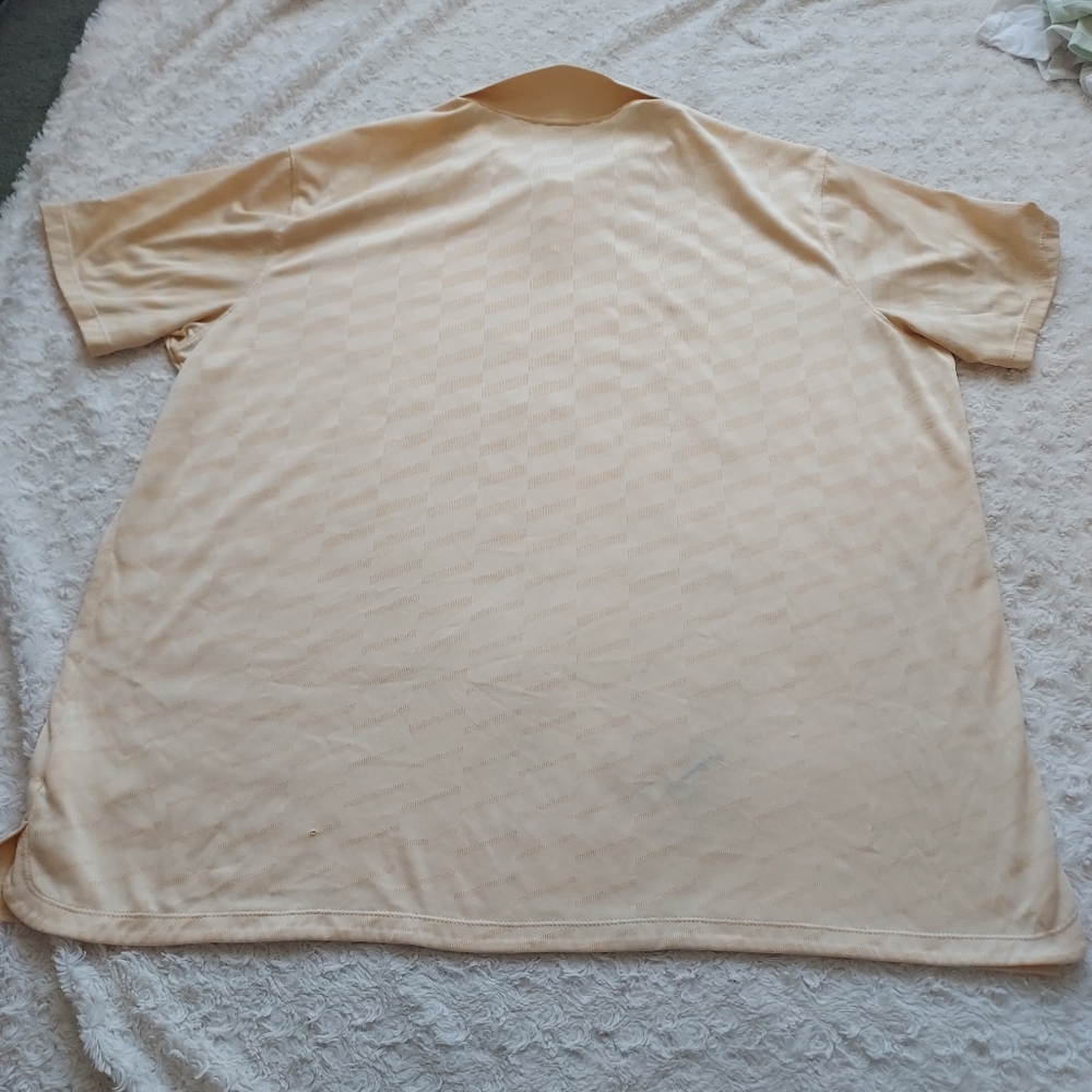 Nike Dri Fit Light Yellow Patterned Polo Shirt Standard Fit 2XL Golf Outdoor - Picture 2 of 15